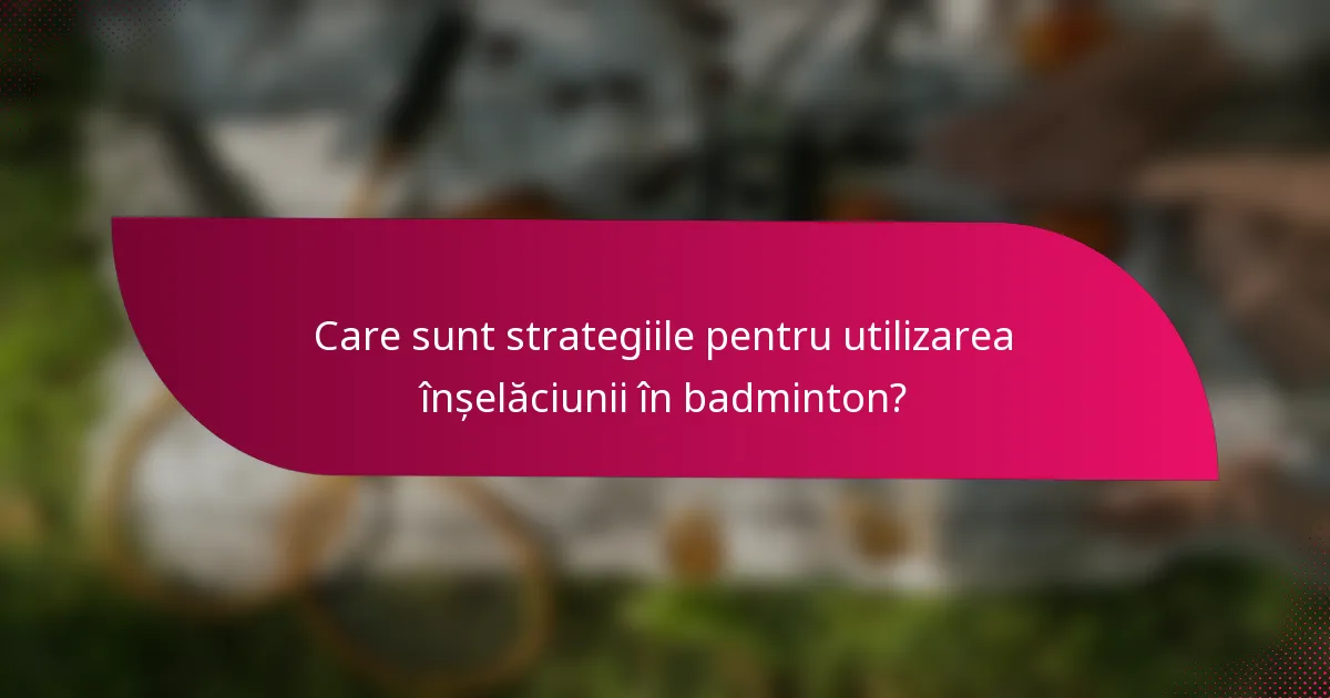 Care sunt strategiile pentru utilizarea înșelăciunii în badminton?