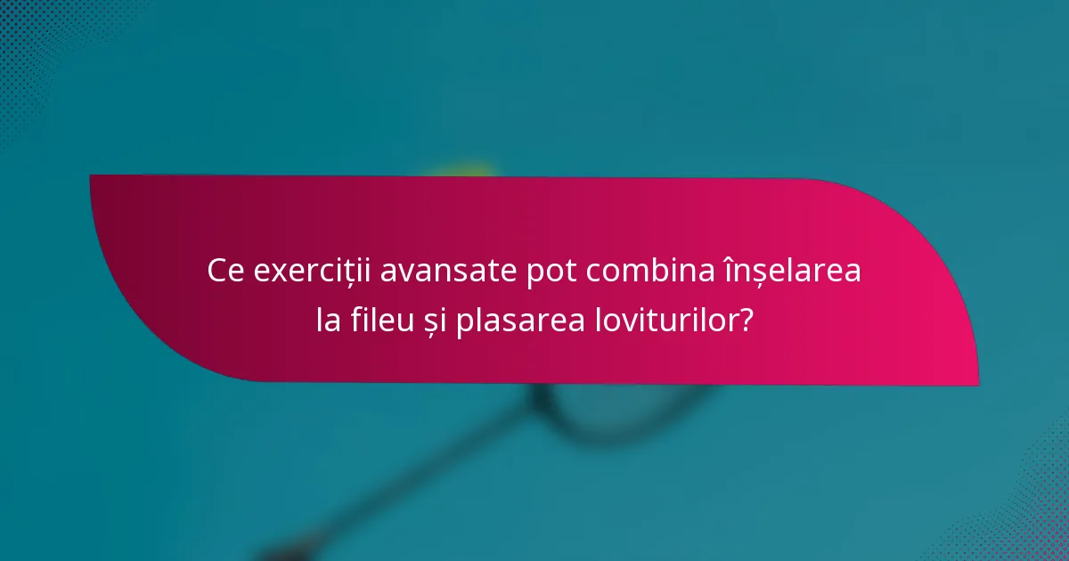 Ce exerciții avansate pot combina înșelarea la fileu și plasarea loviturilor?