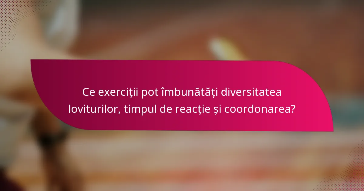Ce exerciții pot îmbunătăți diversitatea loviturilor, timpul de reacție și coordonarea?