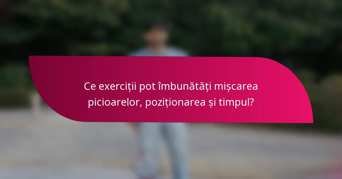 Ce exerciții pot îmbunătăți mișcarea picioarelor, poziționarea și timpul?