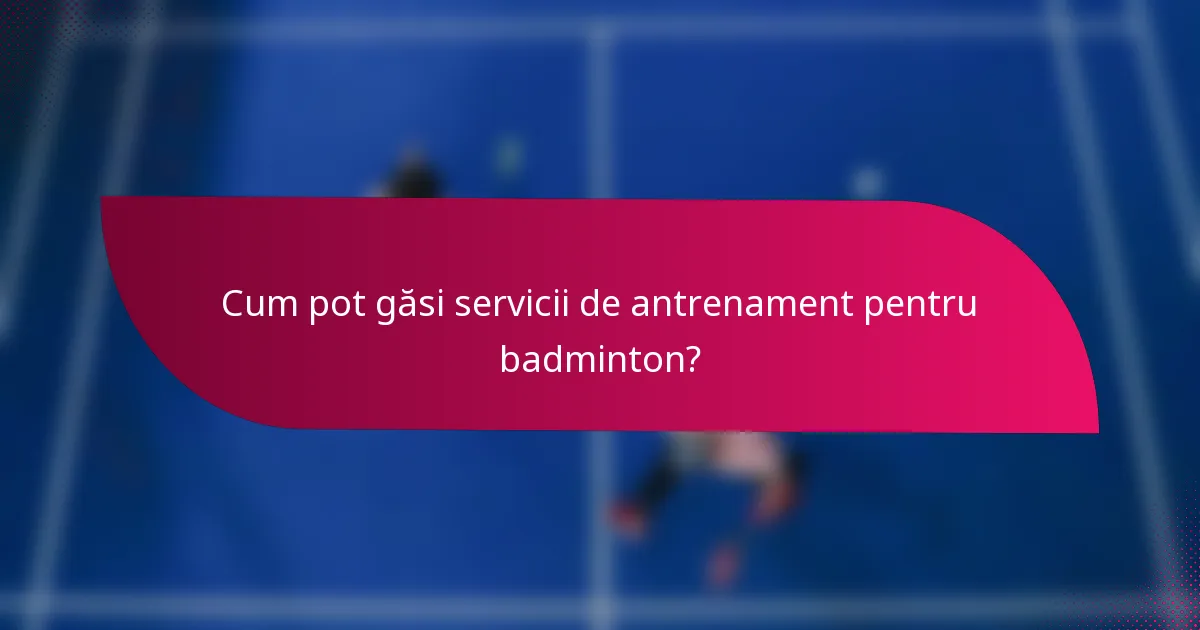 Cum pot găsi servicii de antrenament pentru badminton?