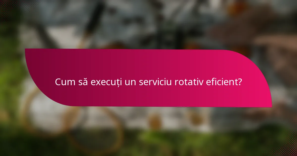 Cum să execuți un serviciu rotativ eficient?